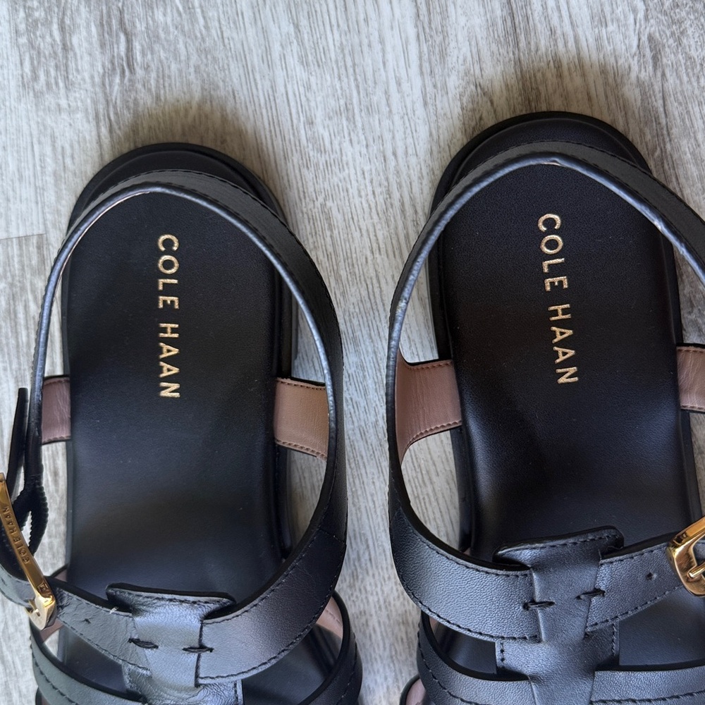 Cole Haan Flynn Fisherman Gladiator Leather Sandal, Black, Size 8.5 - Picture 7 of 8